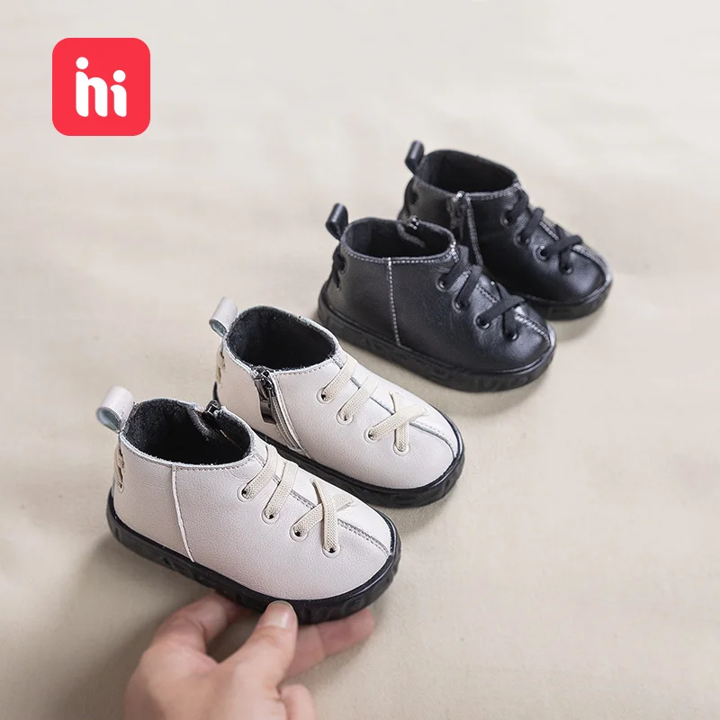 

kids boots 2020 Spring and autumn new plus velvet Martin boots waterproof snow boots for boys and girls leather boots kids