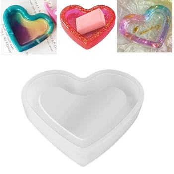 

2 Pcs Square Heart Shape Ashtray Mold Epoxy Resin Silicone Molds for DIY