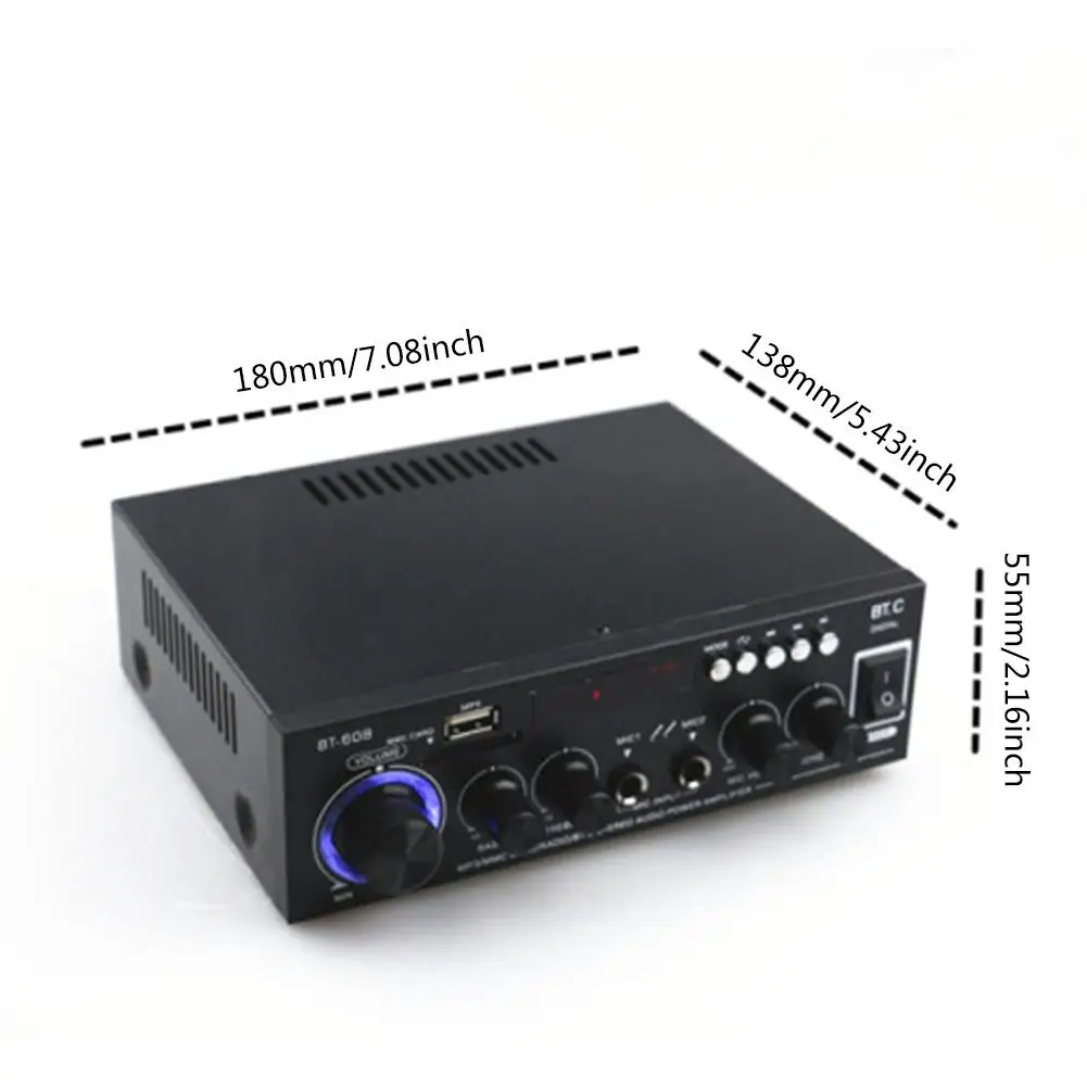 Беспроводной Bluetooth автомобильный усилитель динамик HiFi музыкальный стереозвук усилитель USB FM радио усилитель звука для автомобиля домашний усилитель