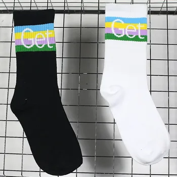 

Letter Sock for Woman Striped Adult Kawaii Ladies Standard Fashion Socks Cotton Autumn Winter Female Trendy Harajuku Calcetines