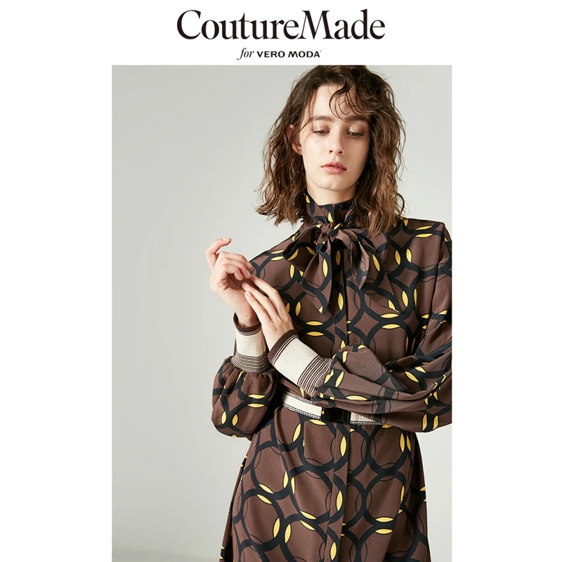 

Vero Moda 2019 New Arrivals 100% Mulberry Silk Printed Shirt Dress | 31847D517