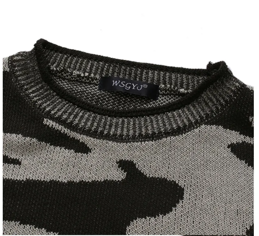 SUKIWML свитер для мужчин камуфляж Pull Homme Pull Hiver Homme теплый повседневный осенний трикотажный Мужской пуловер Slim Fit мужские топы