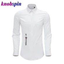 Мужская рубашка с длинным рукавом и вышитыми буквами «маленькая Пчелка», Повседневная приталенная однотонная деловая Мужская рубашка, брендовая сорочка, Размер 4XL