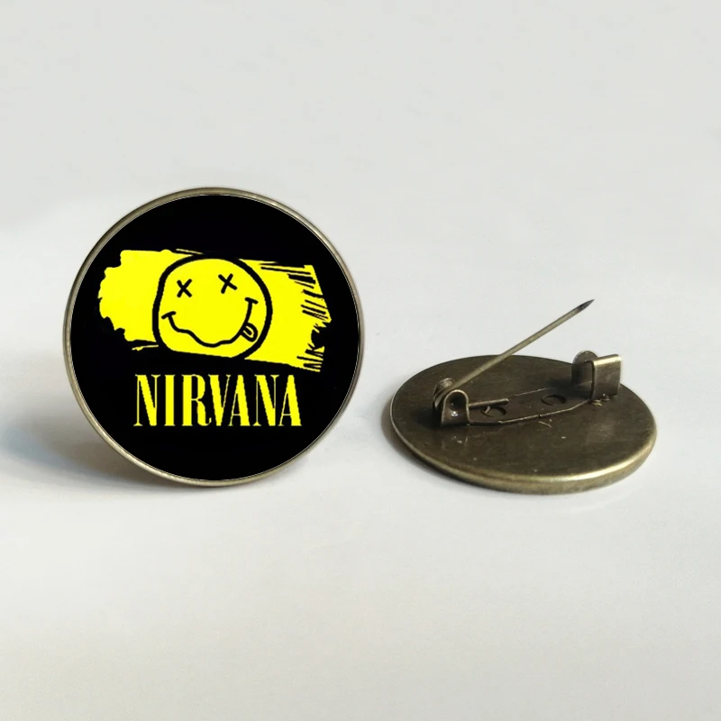 

Bronze Brooch glass dome bar rock music smiley face for men and women birthday gift jewelry