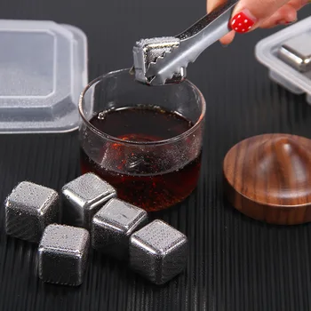 

stainless steel Ice cube Reusable Chilling Stones Whiskey Wine Drink coole Metal cube refrigerated rock party bar Keep cold tool