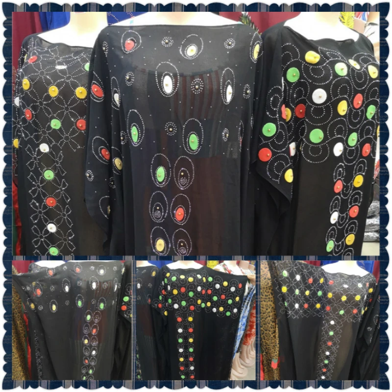 

2019 New African Diamond 100% cotton Chiffon Long Dashiki Dress For Lady Length :138cm Wide:115cm (zuan#）