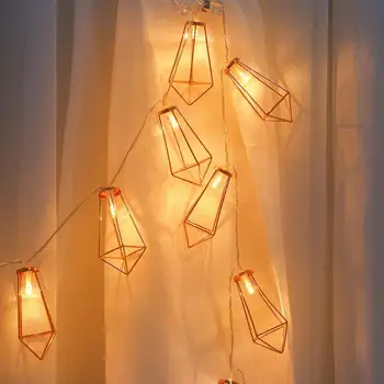 

10 LED Diamond Heart Shape Fairy String Light 10 LEDs Retro Iron Metal Wedding Party Home Decoration Lantern String Lamp