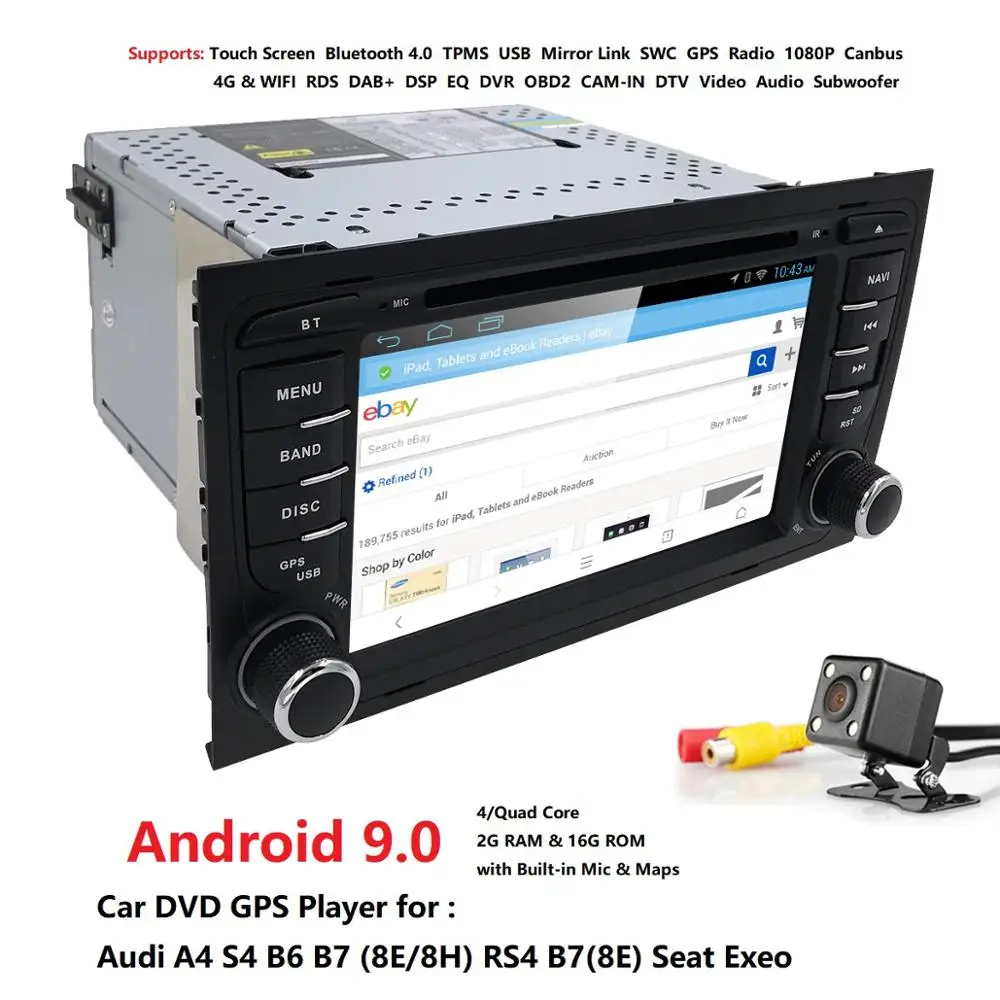 

IPS DSP 4G 64G Android 9.0 CAR DVD GPS For Audi A4 8H 2003-2012 S4 2006-2012 RS3 Sportback 2011 multimedia player stereo