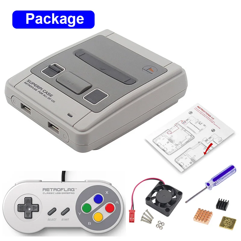 Retroflag SUPERPi CASE-J NESPi чехол с геймпадом охлаждающий вентилятор Радиатор для Raspberry Pi 3B Plus 3B+ 3B Европейская версия