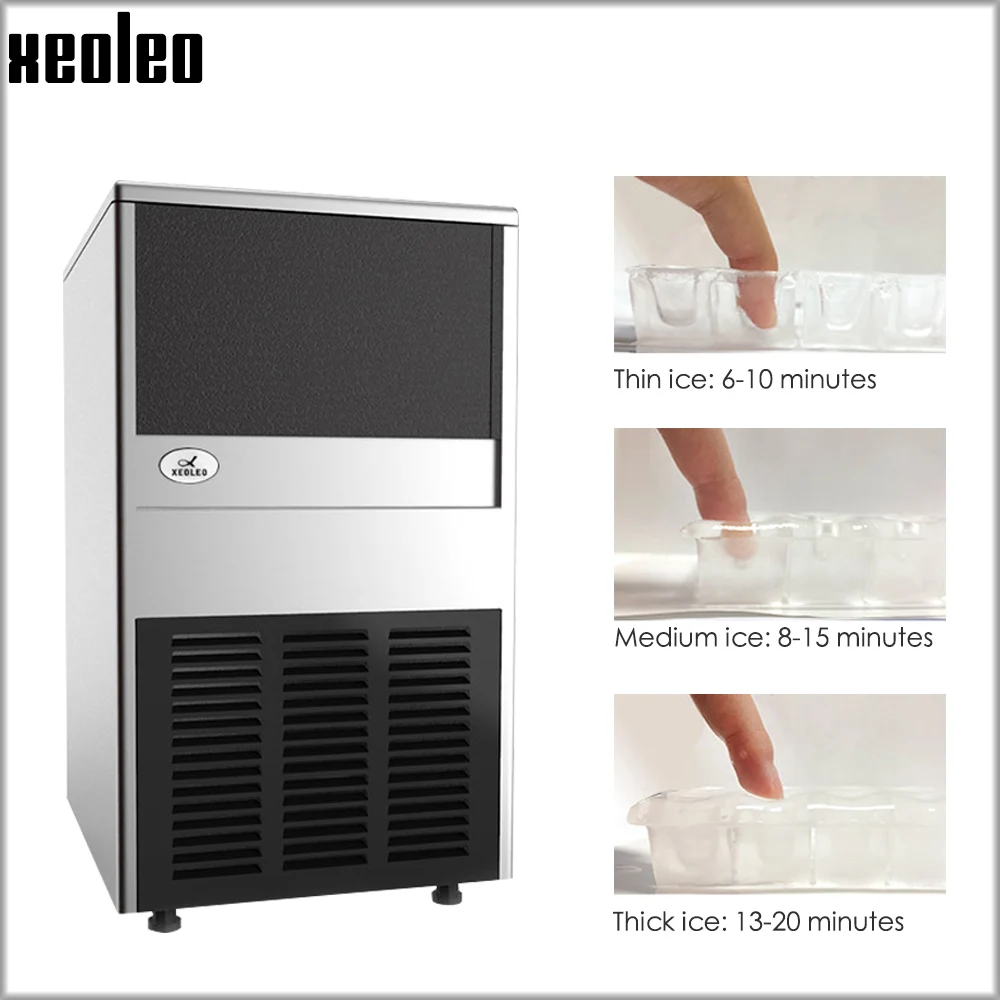 Xeoleo Commercial Ice Maker Stainless Steel Ice Machine 70kg/24h Auto Clear Ice Make Machine Make Cube Ice For Bubble Tea/Coffee 3