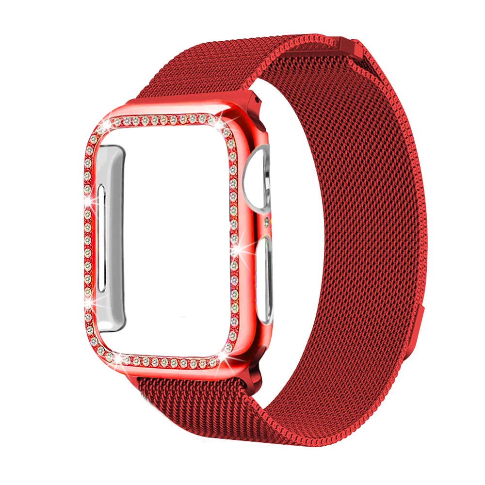 Red Миланский сетчатый Браслет из нержавеющей стали ремешок для Apple Watch, версия 1, 2, 3, 42 мм, 38 мм, ремешок на запястье с наручных часов iwatch чехол 4 5 40/44 мм - Цвет ремешка: Red