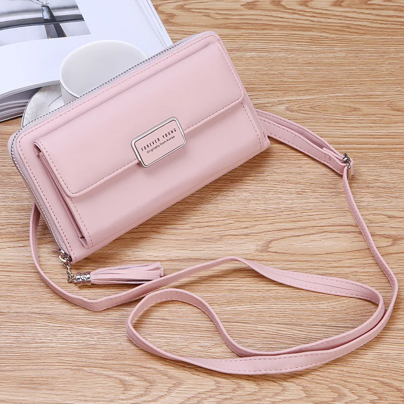 Для женщин ZipperHandbagLarge Ёмкость цепи BagFashion длинные PurseMobileBag2019 - Color: Pink