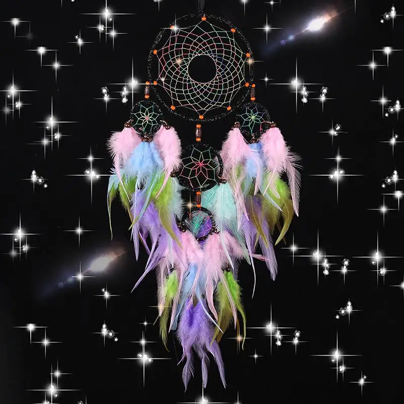 

Hand-woven finished colorful romantic dream catcher home decoration bedroom bedside mural window sill wind chime pendant