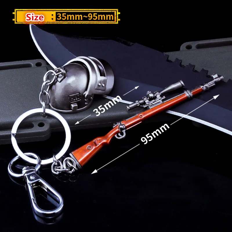  Game PUBG Playerunknown's Battlegrounds Cosplay Costumes Keychain Pans Weapon Model Key Chain pan+9
