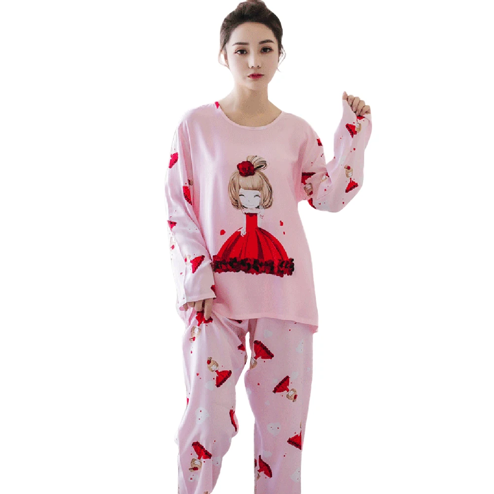 Пижама оптом, наборы, весна-осень, женский кардиган, пижамный комплект с длинным рукавом, милая мультяшная Пижама, Прямая поставка - Цвет: as picture