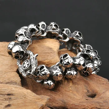 

Creative Personality Men's Skeleton Chain Bracelets Men Trend Punk Gothic Rock Accessories Titanium Steel Jewellery