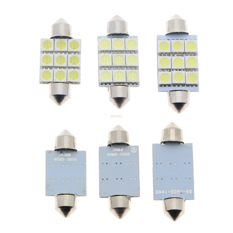 

100 Белый 5050 9Led C10W C5w парковочная дверь Festoon купольная задняя лампа 36 мм 39 мм 41 мм 12 В 12 В, Автомобильный светодиодный фонарь для чтения, задний фонарь для поворота
