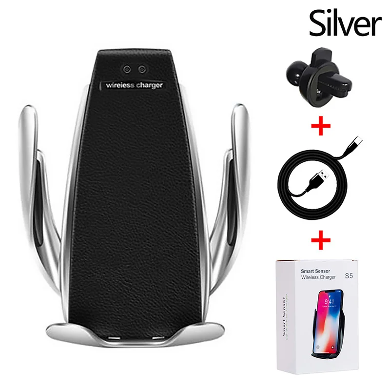 

Automatic Smart Sensor S5 Car Wireless Charger Phone Holder Stand By QC Qi 10W Fast Charging For Iphone XR Samsung HuaWei XiaoMi
