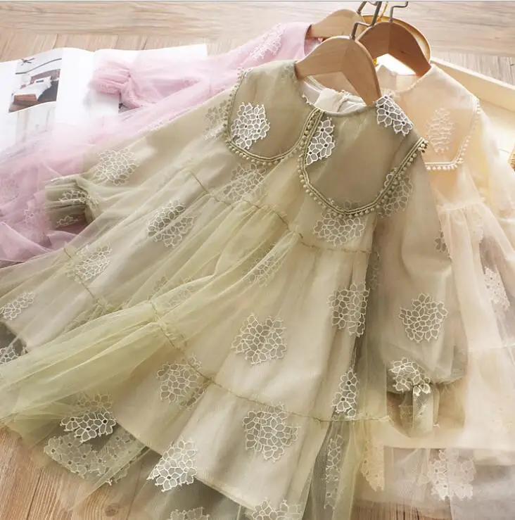 Новое Стильное платье принцессы для девочек, модные весенние детские платья для девочек 2-7 лет