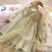 Новое Стильное платье принцессы для девочек, модные весенние детские платья для девочек 2-7 лет