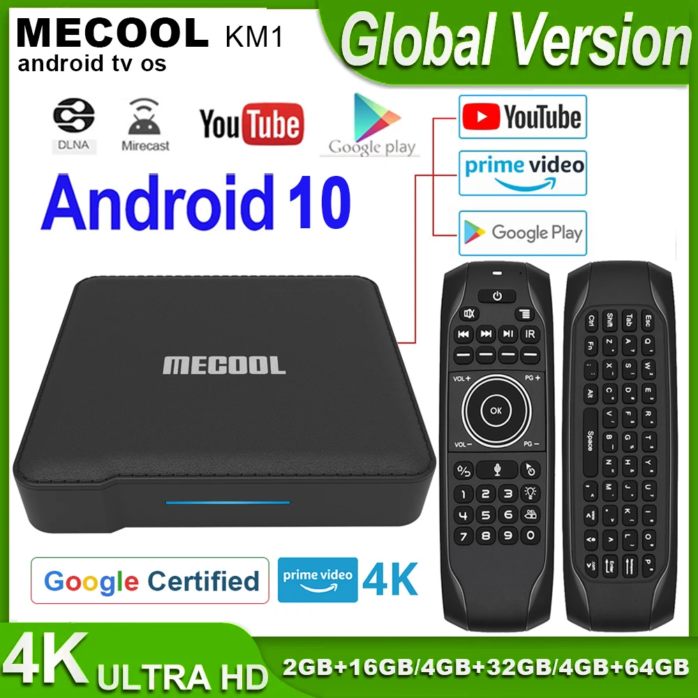 ТВ-приставка Android 10 TV os Mecool KM1 A tv сертифицированная Google Amlogic S905X3 2 4 ГГц/стандартная