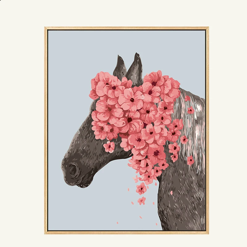 

Wall Art Flowers Horse DIY Oil Painting Paint By Numbers Modern Home Decoration Hand Painted Canvas Oil Painting
