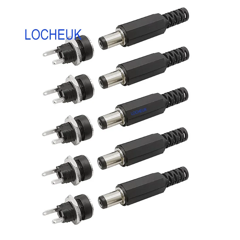 5//10//20pcs Male or Female 12V DC Power Plug Jack Adapter Connector Plastic+Metal