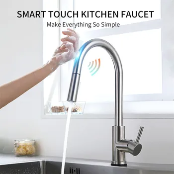 

Smart Touch Kitchen Faucets Crane For Sensor Kitchen Water Tap Sink Mixer Rotate Touch Faucet Sensor Water Mixer