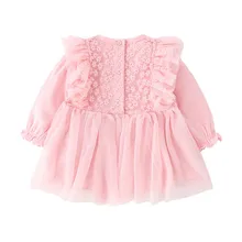 НОВЫЕ комплекты из 2 предметов с платьем для маленьких девочек, детские однотонные повседневные сетчатые платья с длинными рукавами и шляпой, Осеннее праздничное платье принцессы для 0-12 месяцев