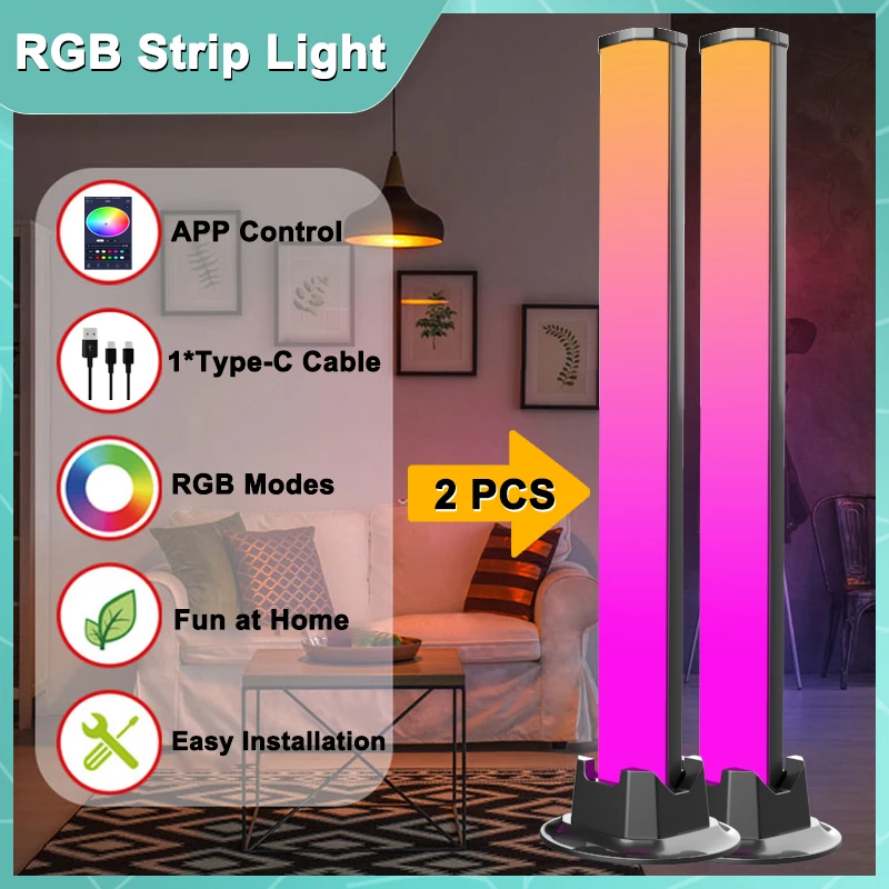 RGB Pickup Light Led Sound Control Rhythm Lights Symphony Lamp App Control Music Ambient LED Lamp Bar DJ disco Decoration Light Night Lights