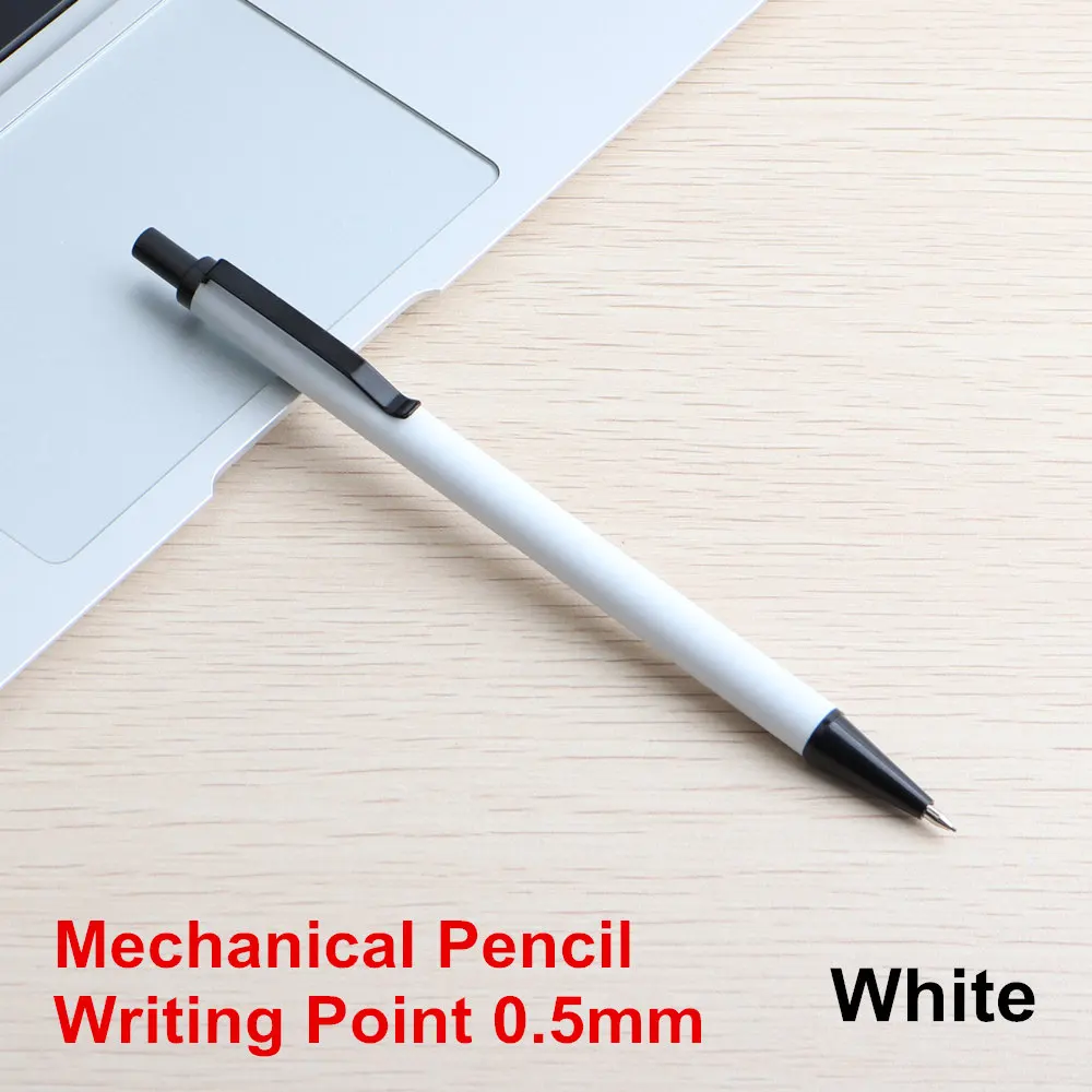 Creative quality student automatic pencil 0.5mm 0.7mm activity pencil Prevent Slippery Grind Penholder Metal Stationery Penci - Цвет: Pencil white 0.5mm