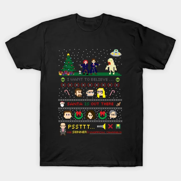 Men t-shirt The X Files Christmas Santa is Out There tshirt Women t shirt |