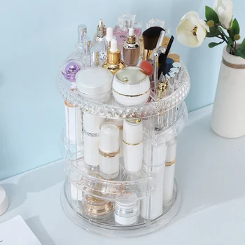 

Makeup Organizer 360° Rotation 7 Layers Adjustable Storage Different Kinds of Cosmetics Capacity for Bathroom Dresser Vanity
