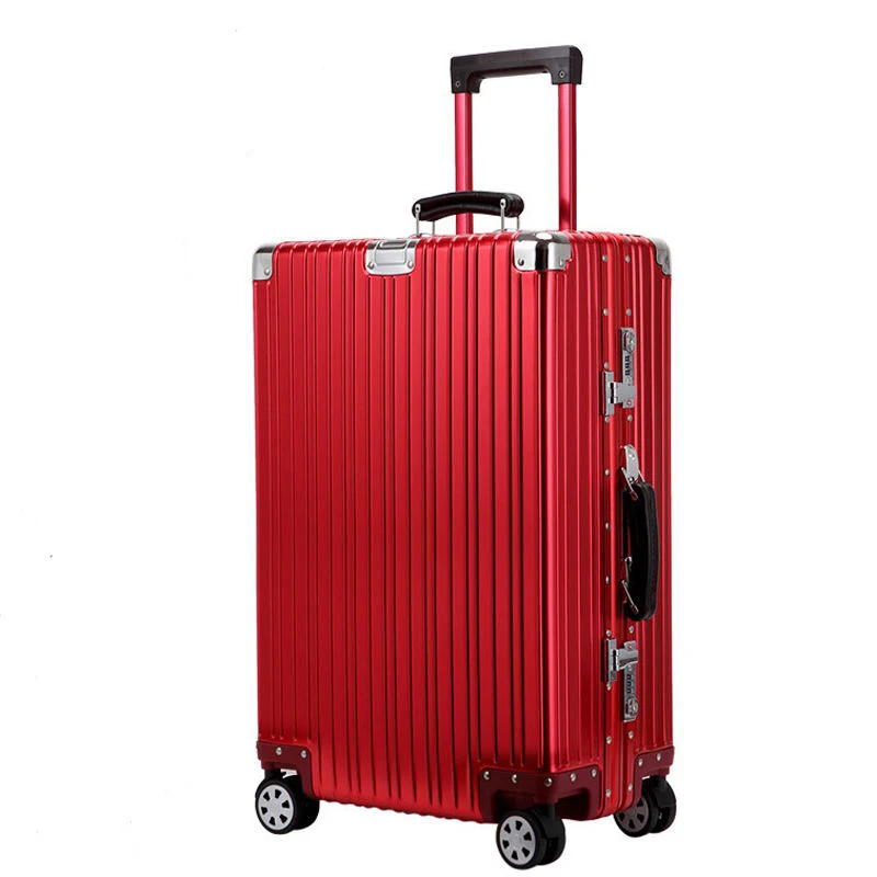 Алюминиевый сплав Материал багаж на колёсиках, 2" 24" 2" 28" дюймов, ударопрочный чемодан для грузовиков, замок на колесиках - Цвет: Red