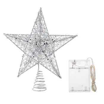 

1 Set Christmas Tree Decor Table Decor Xmas Tree Topper Battery-powered Glitter LED Star Design Top Lamp Treetop Star for Party