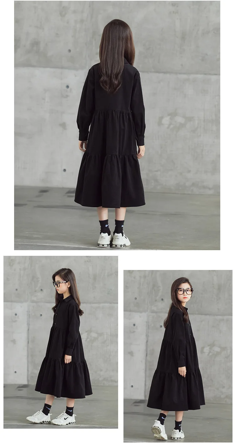 Teen Girls Dress Corduroy Kids Midi Dress 2021 Fall Ruffles Children Shirt Dress Button Cotton Baby Winter Dress for Girls, #586 cute baby dresses