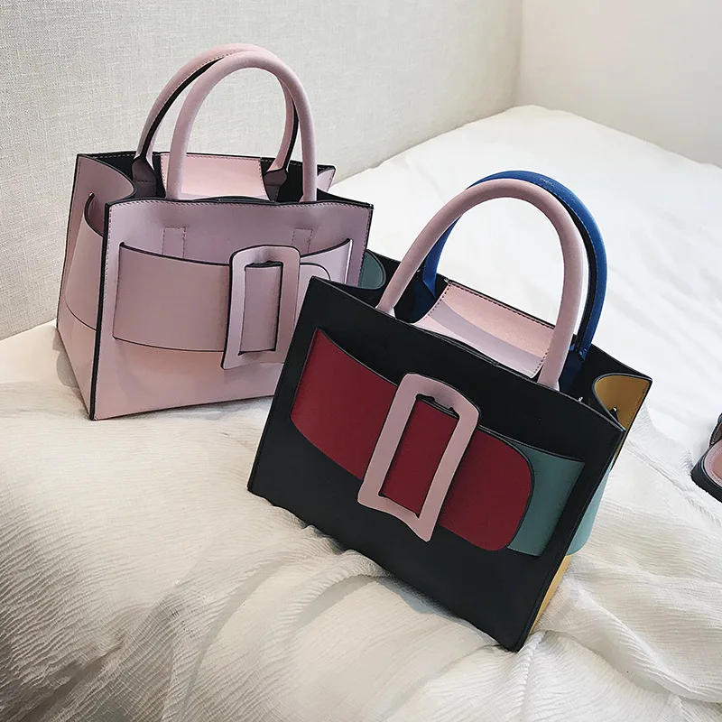 

New Arrival Bag Women's 2019 Spring New Style Fashion Contrast Color Hand Large Capacity Bucket Bag Korean-style Versatile Cross