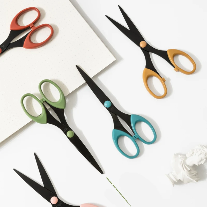Tijeras de papelería de acero inoxidable, decoración suave sólida y de aleación resistente para el hogar, diario, herramientas de corte, suministro de oficina, 1 ud.