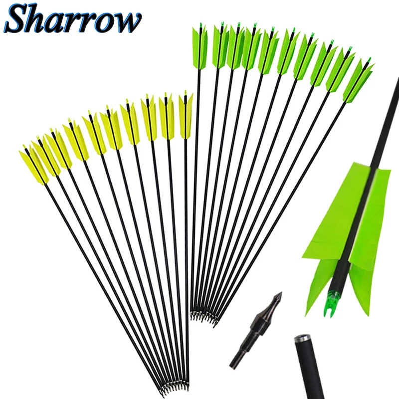 

31inch Carbon Arrows Spine 400 Four pieces Turkey Feather Replaceable Arrowhead for Compound Bow Hunting Archery Shooting