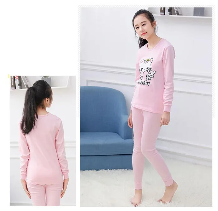 Goedkoop Tiener pyjama Lange Mouwen 100% Katoenen Pyjama Grote Kinderen Kleding Sets Cartoon Jongens Nachtkleding Pyjama voor meisjes 10 12 14 16 jaar