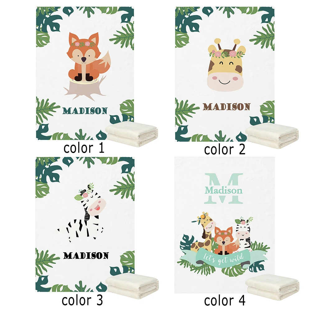 LVYZIHO Woodland Animals Forest Animals Personalized Name  Baby Boy /Girl Blanket - 30x40/48x60/60x80 Inches - Fleece Blanket lvyziho personalized baby blanket baby girl boy blanket 30x40 48x60 60x80 inches fleece blanket