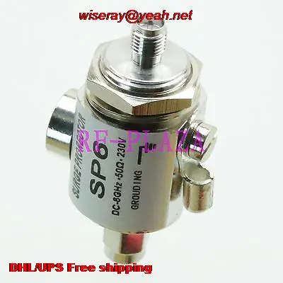 

DHL/EMS 10pcs protection shield Arrestor protector 0-6GHZ 50Ohm DC-230V RPSMA male to female Coaxial-Lightning arrester-A6