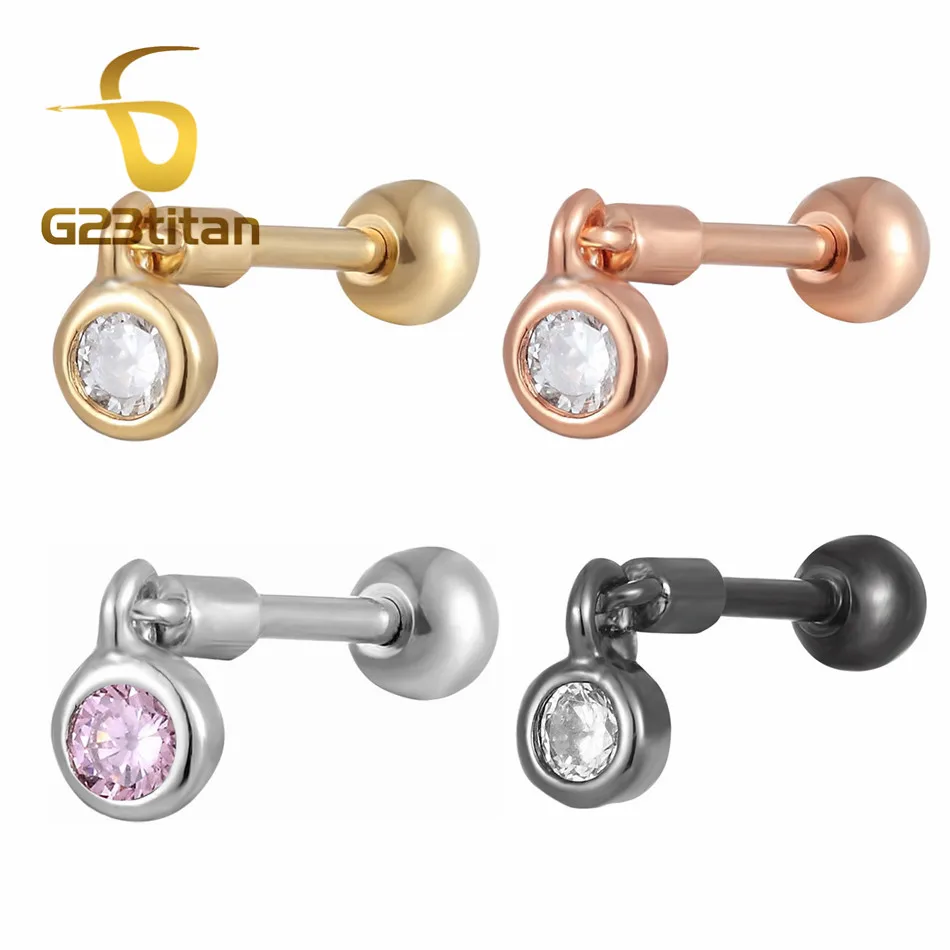 G23titan хрустальные серьги-гвоздики 6 мм титановые лабреты для Хрящ уха спиральные украшения для пирсинга кольца серьги-гвоздики ювелирные изделия для тела