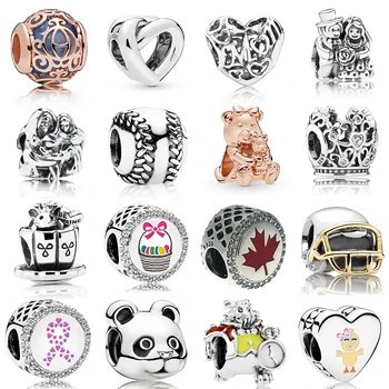 

NEW 100% 925 Sterling Silver 1:1 White Rabbit Rose Dora Bear Knotted Heart Charm Fit DIY Original Bracelet Jewelry The Factory