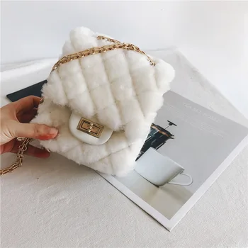 

Genuine Leather + Wool Shoulder Bag Luxury Designer Soft Mini Crossbody Bag High Quality Phone Chain Women Messenger Bag 2020New