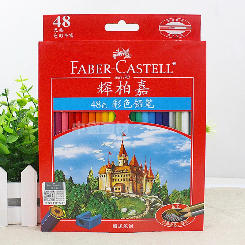

Faber-Castell 48 Color 72-Color Classic Oily Colored Pencil Red Box Castle Color Lead Graffiti Coloring Painting Brush