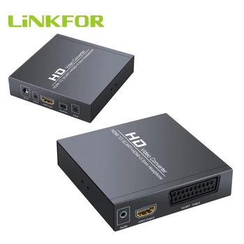 

LiNKFOR HDMI TO SCART HDMI Video Audio Converter With 3.5mm Headphone Interface Support 1080P PAL NTSC For HDTV SCART Adapter