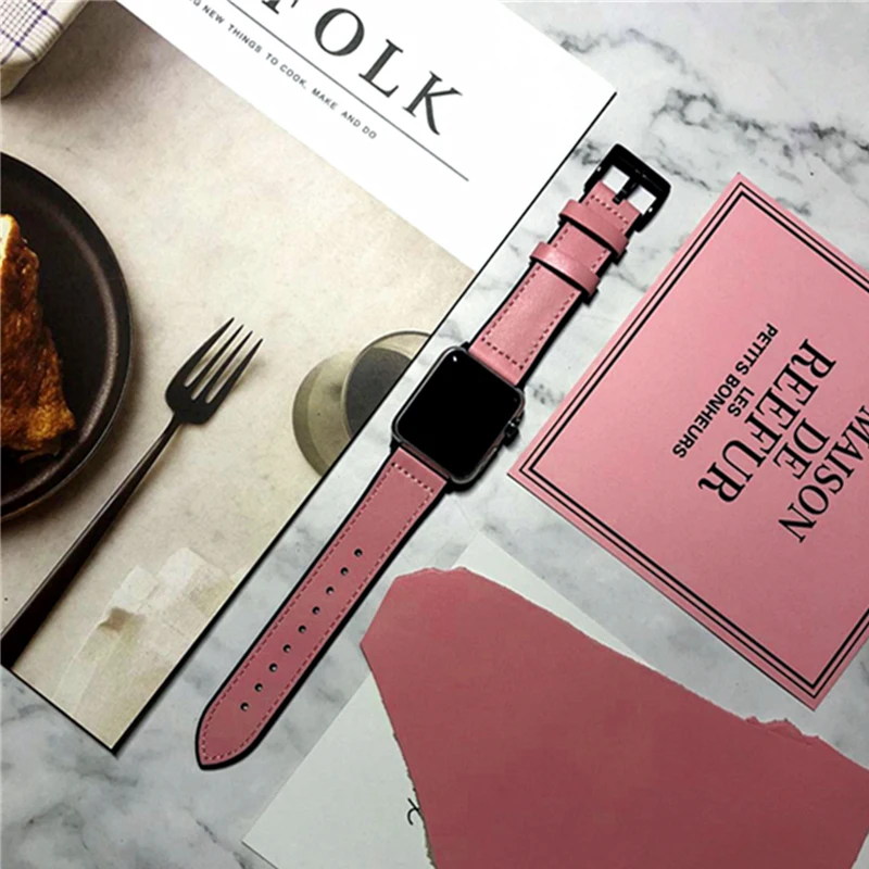 Leather and Silicone Watch Band for Apple Watch Band 42mm 38mm 44mm 40mm Strap Iwatch Bands 4