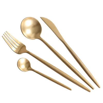 Gold 4pcs Роскошный набор посуды, розовое золото, нержавеющая сталь, ножи, вилки, ложки, западные столовые приборы, для дома, вечерние, матовые, набор посуды, подарок, 4 шт - Цвет: Gold 4pcs
