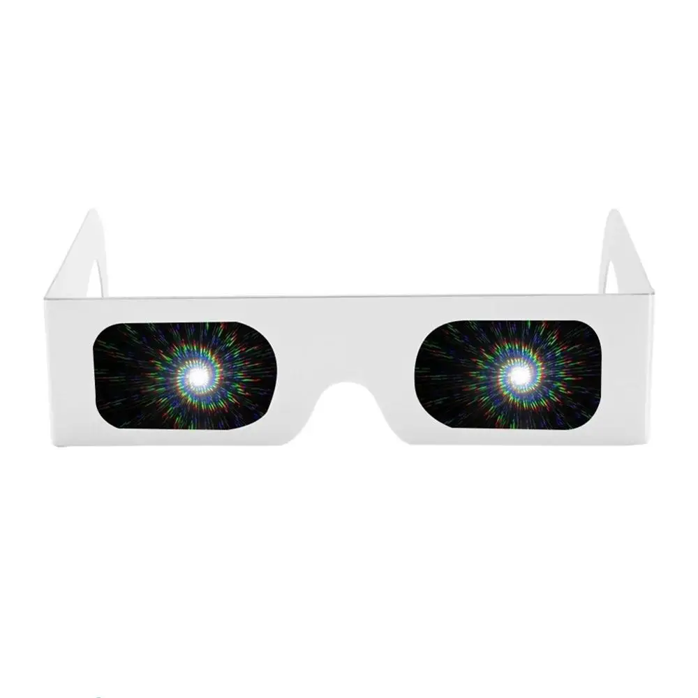 Uds Marco de papel/espirales/13500 líneas 3D novedad de difracción de arco iris rejillas gafas para fuegos artificiales EDM láser muestra y Rave prismas